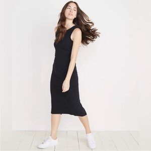 Marine Layer Lexi Midi Dress Black L TENCEL Stretch Travel
